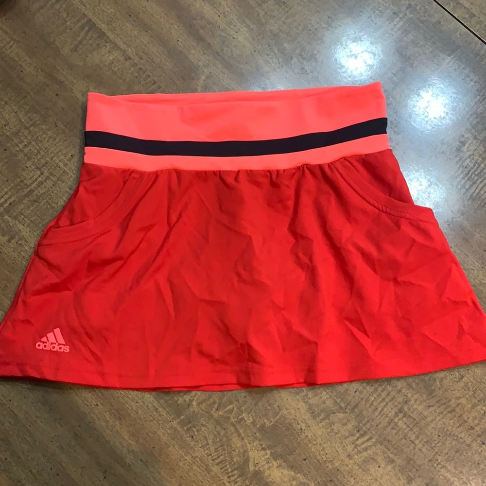 adidas Red and Coral Athletic Skort with Black Stripe